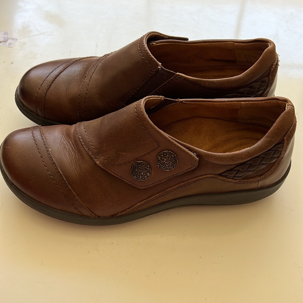 Aetrex Karina Monk Strap Leather Comfort Shoes Brown size 7